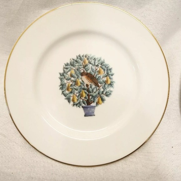 Avon 12 Days of Christmas Patridge In A Pear Tree 14Kt Gold Trim Plates set of 4 - Picture 3 of 6